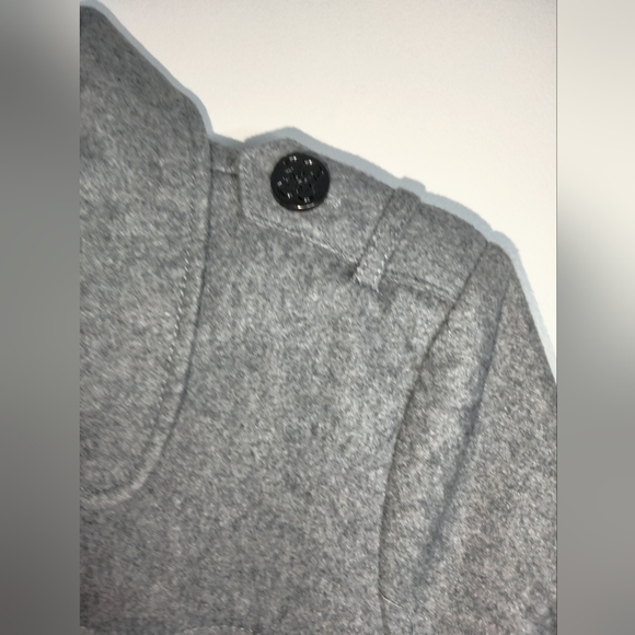 Guess (Size L) Gray Ruffle Layered Hem Wool Blend Button Down Belted Cuff Coat - Picture 10 of 16